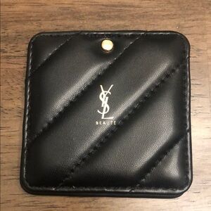 YSL Black Quilted Leather Compact Mirror